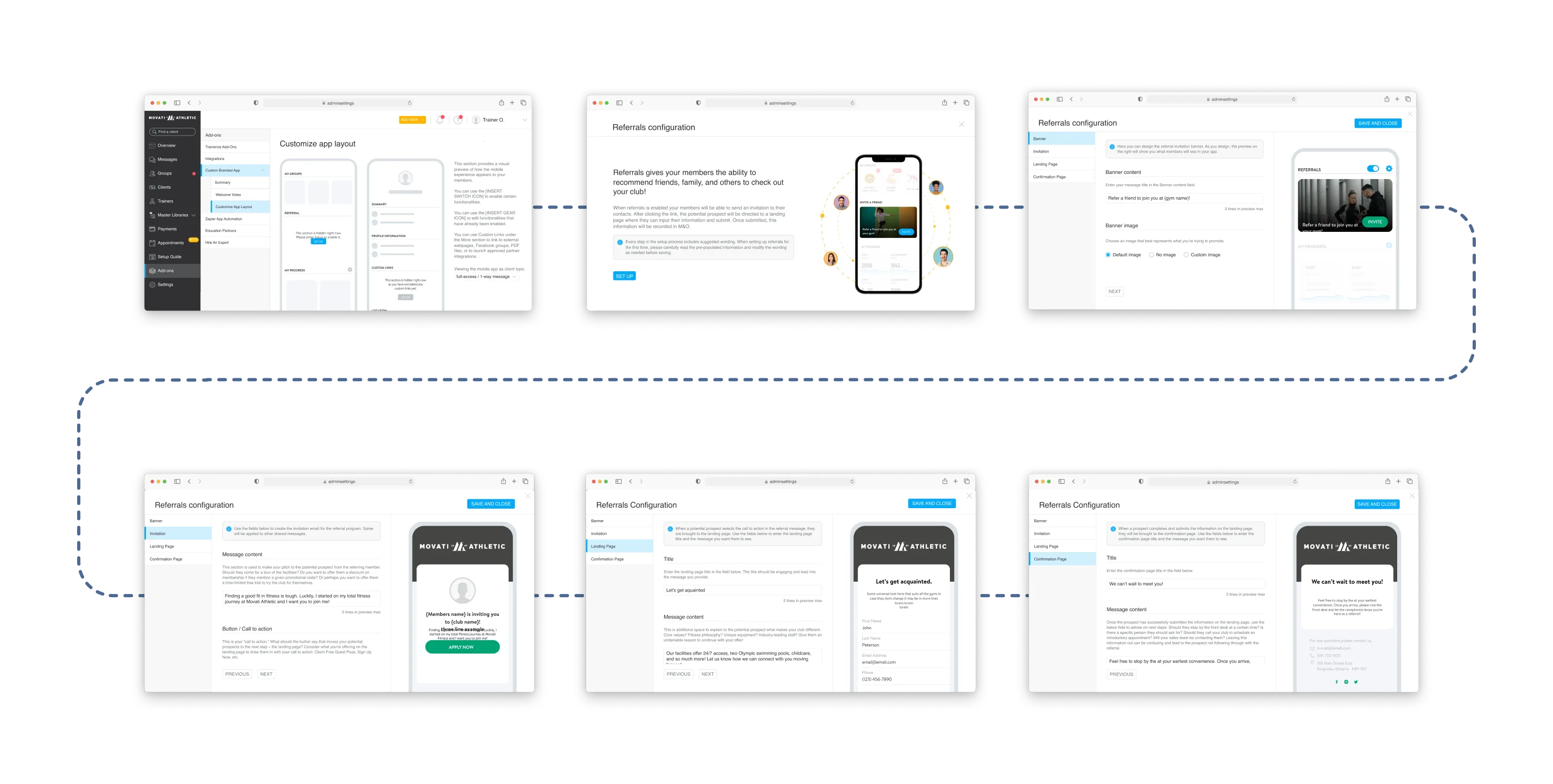 Business referral configuration screens