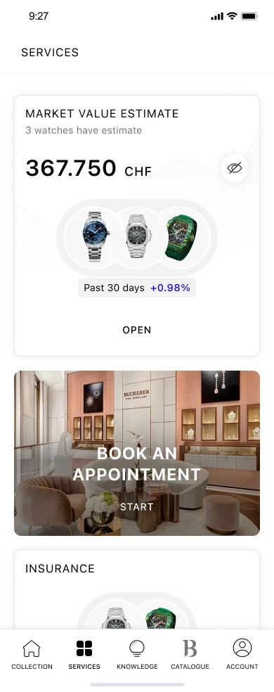 Services screen — Market Value Estimate entry point