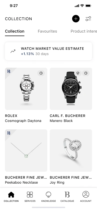 Collection view showing watches and jewellery together