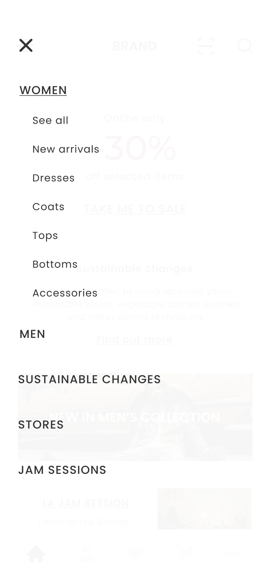 The Brand — mobile nav